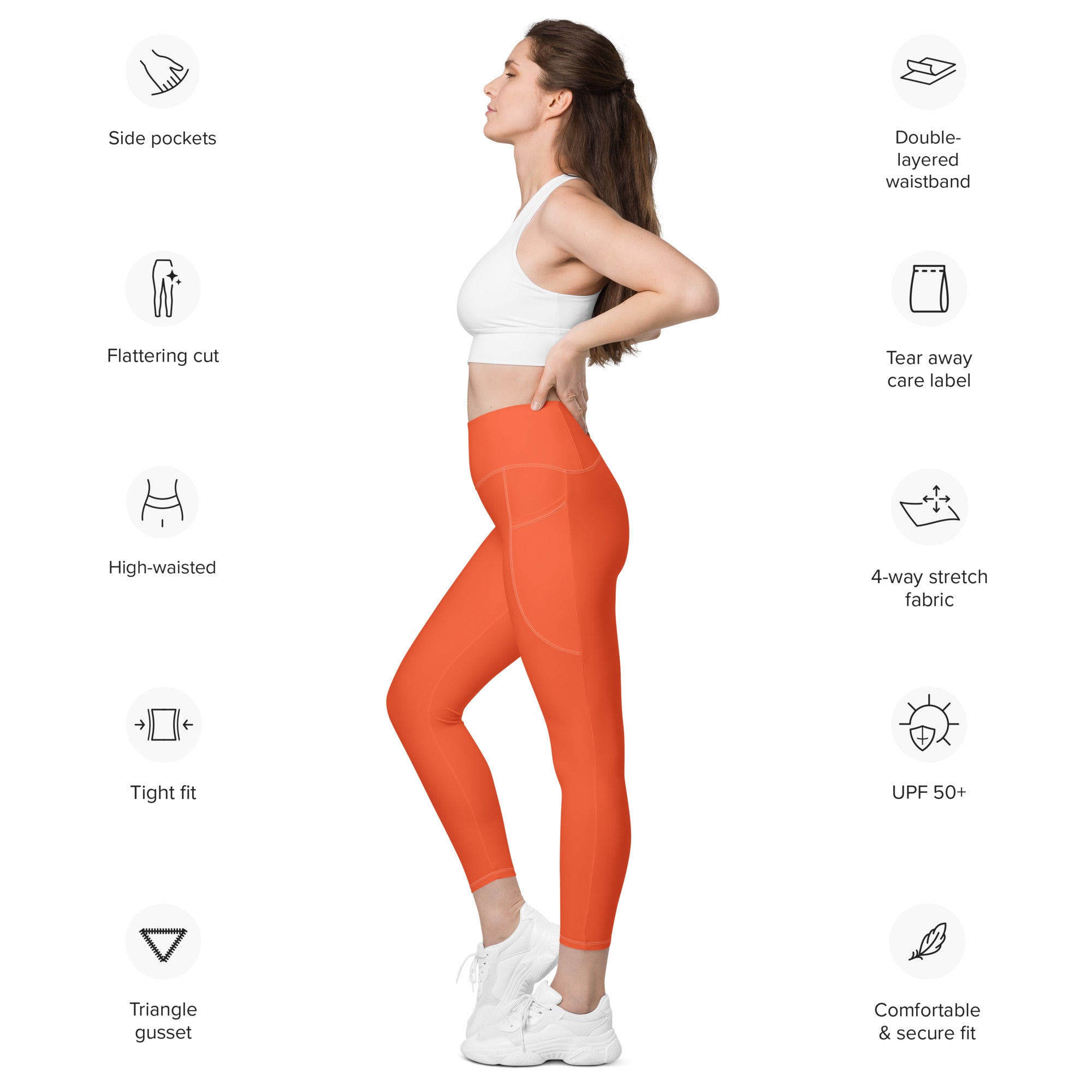 Burnt Orange Leggings with Pockets | All Sizes